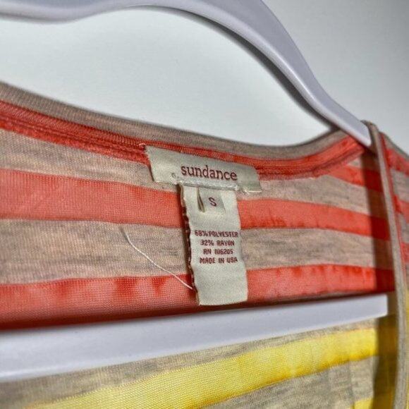 Sundance Womens Top Size S Yellow Striped Long Sleeve Asymmetrical Hem Blouse - Picture 3 of 10